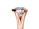 Rose gold Bezel Set Fancy Blue Heart  Cut Solitaire Ring with Tapered Band