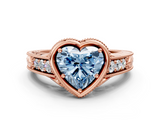 Rose gold Bezel Set Fancy Blue Heart  Diamond Milgrain Pave Engagement Ring_32