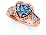 Rose gold Bezel Set Fancy Blue Heart  Diamond Milgrain Pave Engagement Ring_33