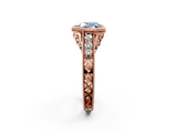 Rose gold Bezel Set Fancy Blue Heart  Diamond Milgrain Pave Engagement Ring_34