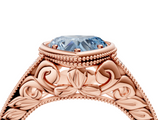 Rose gold Bezel Set Fancy Blue Heart  Diamond Milgrain Pave Engagement Ring_36