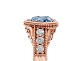 Rose gold Bezel Set Fancy Blue Heart  Diamond Milgrain Pave Engagement Ring_37