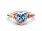 Rose gold Bezel Set Fancy Blue Heart  Solitaire Diamond Ring with Smooth Band 1