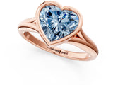 Rose gold Bezel Set Fancy Blue Heart  Solitaire Diamond Ring with Smooth Band 2