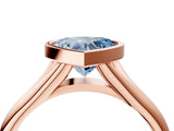 Rose gold Bezel Set Fancy Blue Heart  Solitaire Diamond Ring with Smooth Band 5