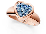 Rose gold Bezel Set Fancy Blue Heart  Solitaire Ring with Wide Band 1