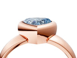 Rose gold Bezel Set Fancy Blue Heart  Solitaire Ring with Wide Band 4