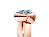 Rose gold Bezel Set Fancy Blue Heart  Solitaire Ring with Wide Band 5
