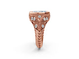 Rose gold Bezel Set Fancy Blue Marquise Cut Diamond Milgrain Band Ring_2
