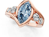 Rose gold Bezel Set Fancy Blue Marquise Cut Diamond Split Shank Ring_1