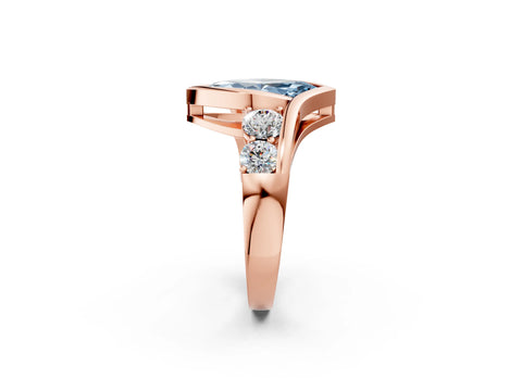 Rose gold Bezel Set Fancy Blue Marquise Cut Diamond Split Shank Ring_2