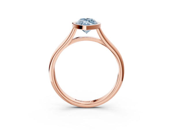 Rose gold Bezel Set Fancy Blue Marquise  Cut Solitaire Ring with Tapered Band