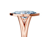 Rose gold Bezel Set Fancy Blue Marquise  Cut Solitaire Ring with Tapered Band 5