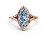 Rose gold Bezel Set Fancy Blue Marquise  Cut Solitaire Ring with Tapered Band
