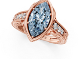 Rose gold Bezel Set Fancy Blue Marquise  Diamond Milgrain Pave Engagement Ring_34
