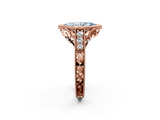 Rose gold Bezel Set Fancy Blue Marquise  Diamond Milgrain Pave Engagement Ring_35