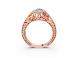 Rose gold Bezel Set Fancy Blue Marquise  Diamond Milgrain Pave Engagement Ring_36