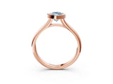 Rose gold Bezel Set Fancy Blue Marquise  Solitaire Diamond Ring with Smooth Band 3