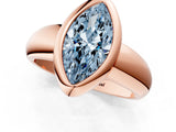 Rose gold Bezel Set Fancy Blue Marquise  Solitaire Ring with Wide Band 1