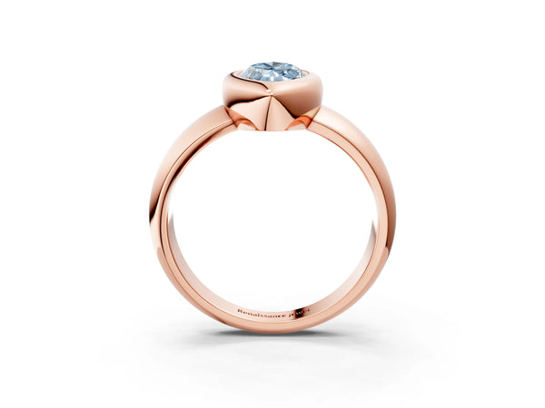 Rose gold Bezel Set Fancy Blue Marquise  Solitaire Ring with Wide Band