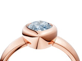 Rose gold Bezel Set Fancy Blue Marquise  Solitaire Ring with Wide Band 4