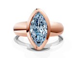 Rose gold Bezel Set Fancy Blue Marquise  Solitaire Ring with Wide Band