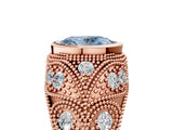 Rose gold Bezel Set Fancy Blue Oval Cut Diamond Milgrain Band Ring_5