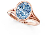 Rose gold Bezel Set Fancy Blue Oval  Cut Solitaire Ring with Tapered Band 1