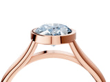 Rose gold Bezel Set Fancy Blue Oval  Cut Solitaire Ring with Tapered Band 4