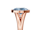 Rose gold Bezel Set Fancy Blue Oval  Cut Solitaire Ring with Tapered Band 5