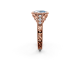 Rose gold Bezel Set Fancy Blue Oval  Diamond Milgrain Pave Engagement Ring_35