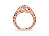 Rose gold Bezel Set Fancy Blue Oval  Diamond Milgrain Pave Engagement Ring_36