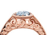 Rose gold Bezel Set Fancy Blue Oval  Diamond Milgrain Pave Engagement Ring_37