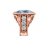Rose gold Bezel Set Fancy Blue Oval  Diamond Milgrain Pave Engagement Ring_38