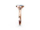 Rose gold Bezel Set Fancy Blue Oval  Solitaire Diamond Ring with Smooth Band 2