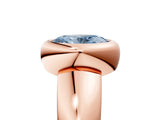 Rose gold Bezel Set Fancy Blue Oval  Solitaire Ring with Wide Band 5