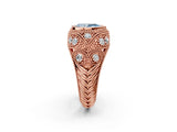Rose gold Bezel Set Fancy Blue Pear Cut Diamond Milgrain Band Ring_2