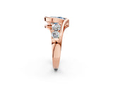 Rose gold Bezel Set Fancy Blue Pear Cut Diamond Split Shank Ring_2