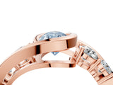 Rose gold Bezel Set Fancy Blue Pear Cut Diamond Split Shank Ring_4