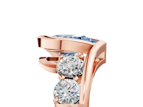 Rose gold Bezel Set Fancy Blue Pear Cut Diamond Split Shank Ring_5