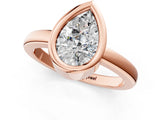 Rose gold Bezel Set Fancy Blue Pear Cut Solitaire Engagement Ring with Classic Band_1