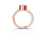 Rose gold Bezel Set Fancy Blue Pear Cut Solitaire Engagement Ring with Classic Band_3