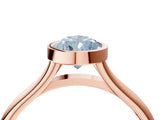 Rose gold Bezel Set Fancy Blue Pear  Cut Solitaire Ring with Tapered Band 5
