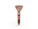 Rose gold Bezel Set Fancy Blue Pear  Diamond Milgrain Pave Engagement Ring_33