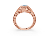 Rose gold Bezel Set Fancy Blue Pear  Diamond Milgrain Pave Engagement Ring_34