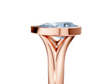 Rose gold Bezel Set Fancy Blue Pear  Solitaire Diamond Ring with Smooth Band 1