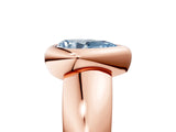 Rose gold Bezel Set Fancy Blue Pear  Solitaire Ring with Wide Band 5