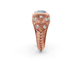 Rose gold Bezel Set Fancy Blue Princess Cut Diamond Milgrain Band Ring_2