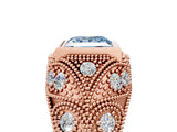 Rose gold Bezel Set Fancy Blue Princess Cut Diamond Milgrain Band Ring_5