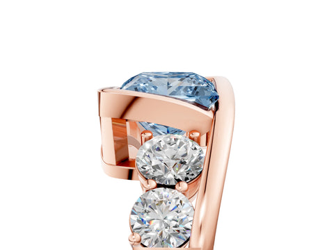 Rose gold Bezel Set Fancy Blue Princess Cut Diamond Split Shank Ring_5